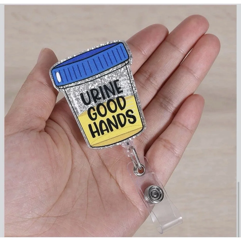 Urine Good Hands Funny Urology Retractable Badge Reel NEW